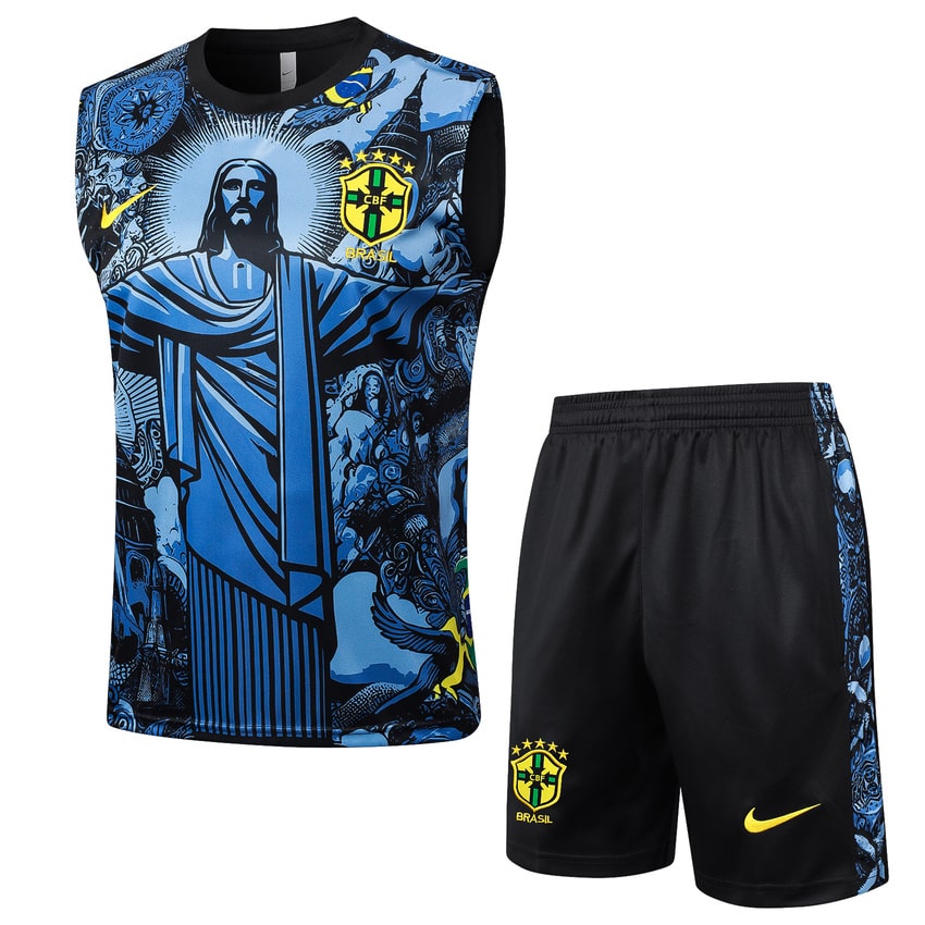 Debardeur Short Bresil 2024 2025 Bleu Motif