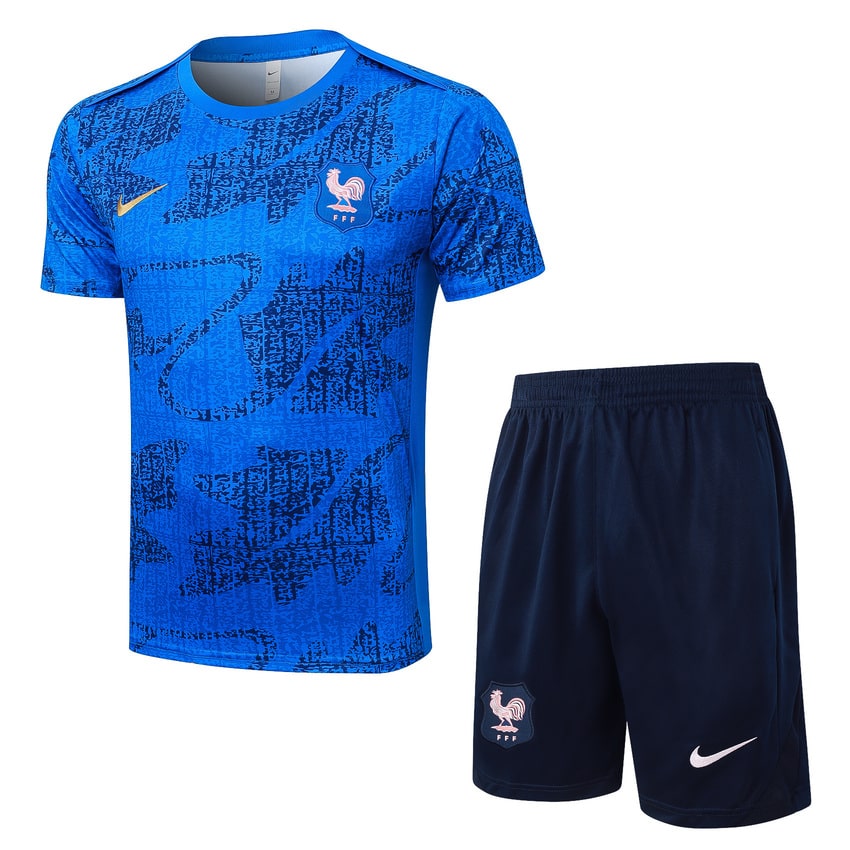 Ensemble Maillot Short Equipe de France 2025 2026 Bleu Clair