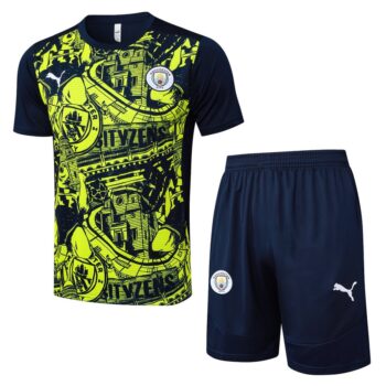 Ensemble Maillot Short Manchester City 2024 2025 Jaune Noir