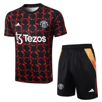 Ensemble Maillot Short Manchester United 2024 2025 Noir Rouge