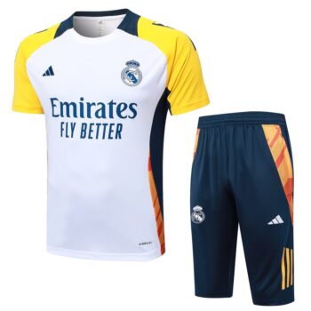 Ensemble Maillot Short Real Madrid 2024 2025 Blanc Jaune
