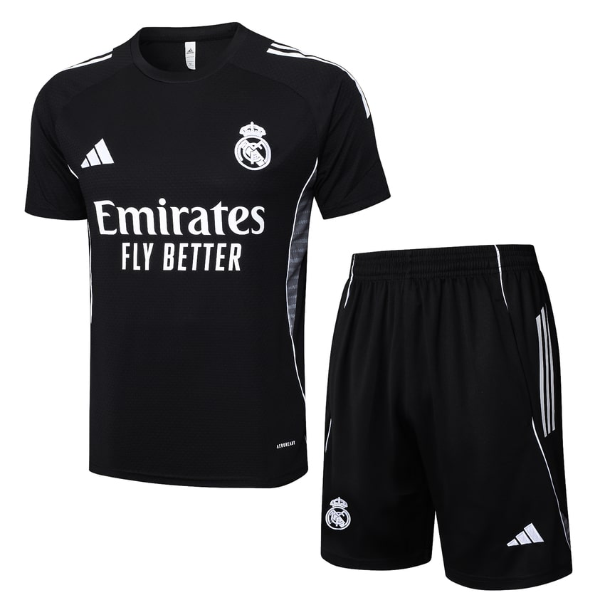Ensemble Maillot Short Real Madrid 2025 2026 Noir Sombre