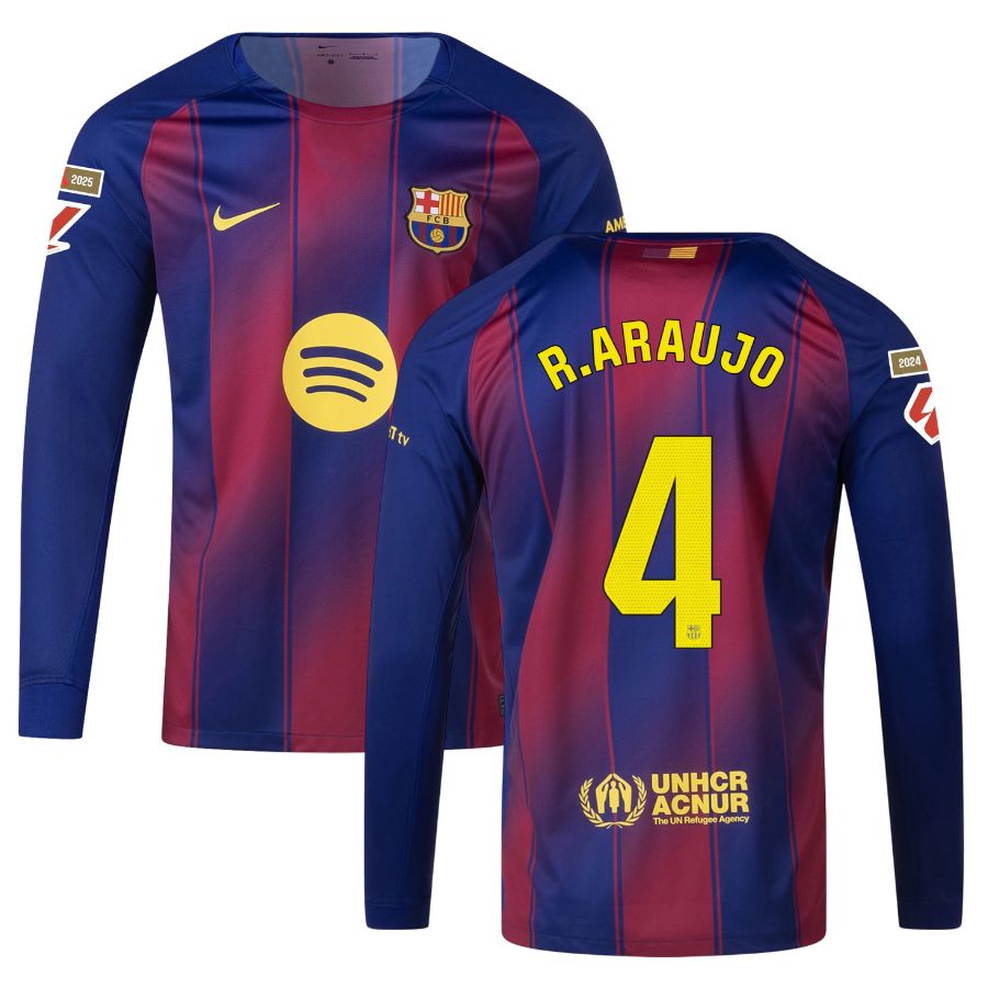 Maillot Barca Domicile 2025 2026 Araujo Manches Longues La Liga