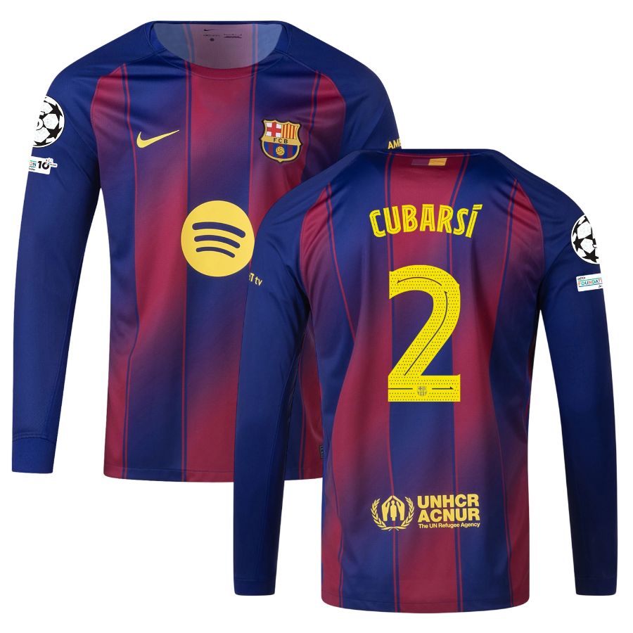 Maillot Barca Domicile 2025 2026 Cubarsi Manches Longues UCL