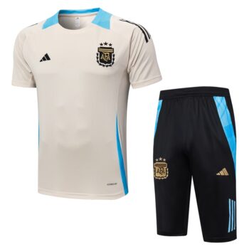 Ensemble Maillot Short Argentine 2024 2025 Beige