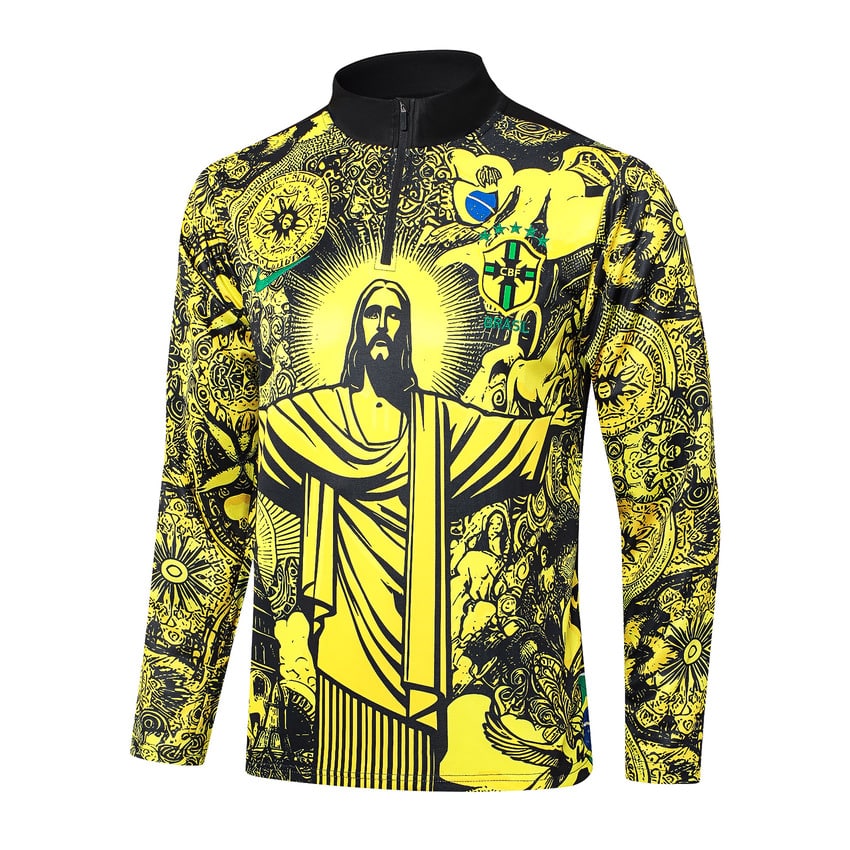 Survetement Bresil Training 2024 2025 Jaune Motif – Image 2