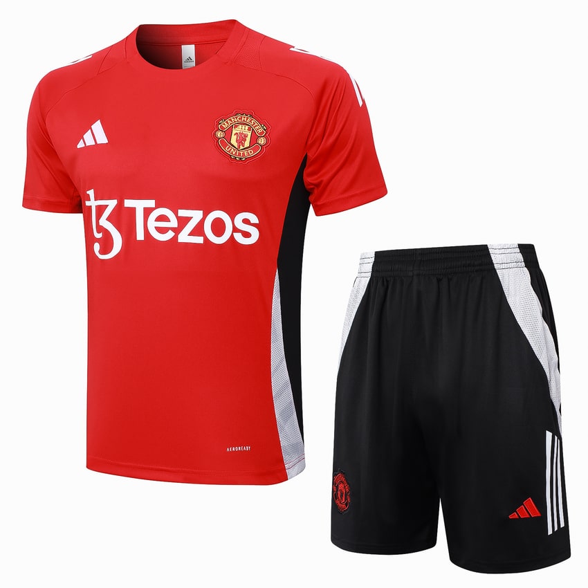 Ensemble Maillot Short Manchester United 2024 2025 Rouge Clair